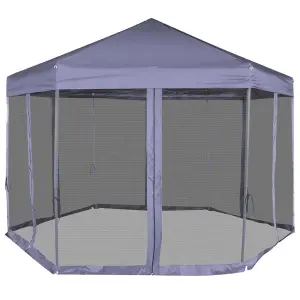 Berkfield Hexagonal Pop-Up Marquee with 6 Sidewalls Dark Blue 3.6x3.1 m