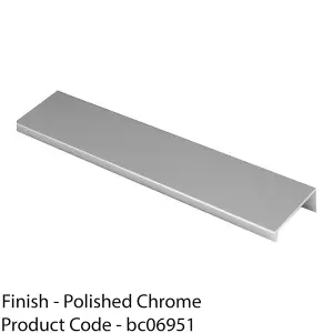 Square Edge Finger Pull Handle - Polished Chrome 200mm - Slim Cupboard Drawer