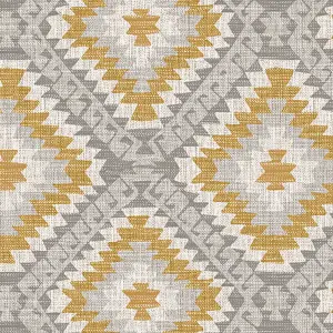 Superfresco Easy Grey & yellow Woven effect Geometric Textured Wallpaper Sample