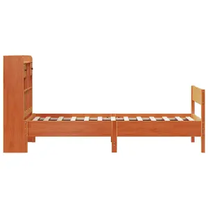 Berkfield Bookcase Bed without Mattress Wax Brown 90x190 cm Single Solid Wood Pine