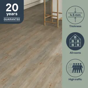 GoodHome Mambo Brown & Blue Distressed Wood effect Synchronised Click vinyl Planks, 2.17m²