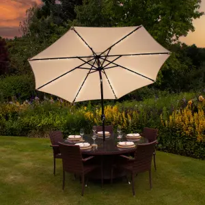 Cream 2.7m LED Tilt Parasol without base