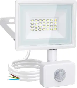 Aigostar Security Lights Outdoor Motion Sensor, 20W PIR Floodlight, 1650 Lumens IP65 Waterproof 6500K Cool White