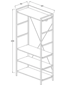 Open Wardrobe Riviera  Oak   Bedroom Furniture  4 Shelves Hanging Rail