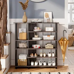 Gray Wood Grain Shoe Rack Shoe Storage Cabinet Organizer Hallway Entryway Display Shelves