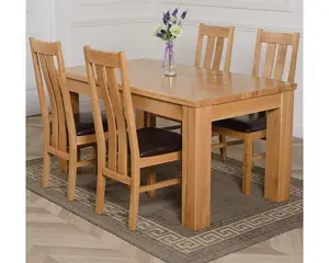 Dakota 152 x 87 cm Chunky Medium Oak Dining Table and 4 Chairs Dining Set with Princeton Chairs