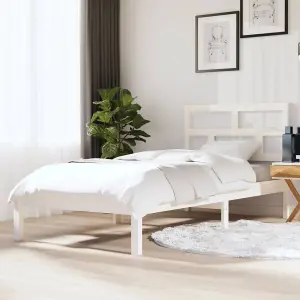 Berkfield Bed Frame White Solid Wood 90x190 cm 3FT Single