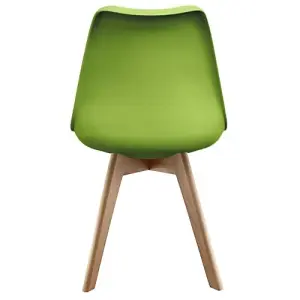 Soho Green Plastic Dining Chair with Squared Light Wood Legs