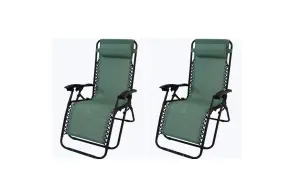 2 x Mint Green Zero Gravity Chair Lounger