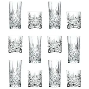 RCR Crystal Melodia Highball Glasses & Whisky Tumblers Set - 12pc