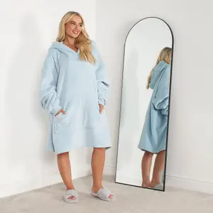 Sienna Hoodie Blanket Ultra Plush Wearable Sherpa Oversize  - Baby Blue