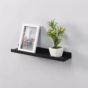 2 Piece Floating Shelf Black / 4cm H x 48cm W x 10cm D