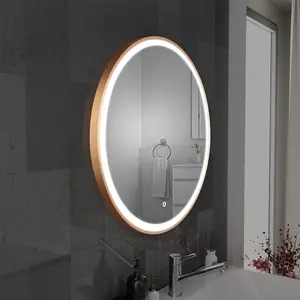 Harper & Harlow 800x800 Lyra Brushed Brass LED Illuminated Round Bathroom Mirror