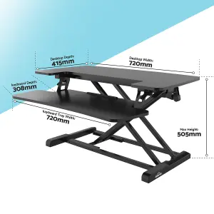 Dellonda 71cm Height Adjustable Standing Desk Converter 50cm Max Height 15kg