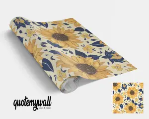 Sunflower Floral Flowers Self Adhesive Vinyl Wrap For Furniture & Kitchen Worktops