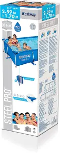 Bestway 56403 Steel Pro Frame Pool Without Pump Square Steel Family Blue Swimming 259 x 170 x 61 cm