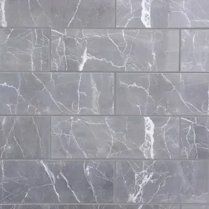 Elegance Grey Marble effect Ceramic Indoor Tile, Pack of 7, (L)600mm (W)200mm