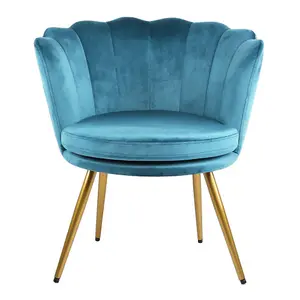 Flora Accent Chair with Petal Back Scallop Armchair in Velvet - Teal