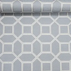 Geometric Light Blue Grey Glitter Textured Heavy Vinyl Premium Wallpaper Thick