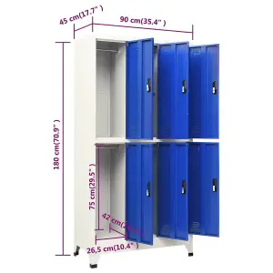 Berkfield Locker Cabinet Grey and Blue 90x45x180 cm Steel