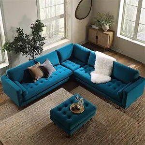 Henrietta 5+Seater Corner Sofa, Teal Velvet - Daals - Sofas