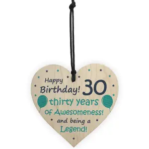 Novelty 30th Birthday Gift Wood Heart Funny Mum Dad Brother Sister Gift Keepsake