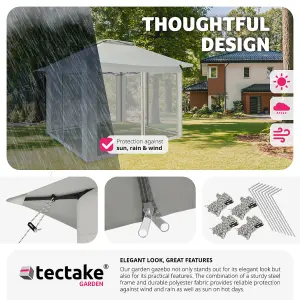 Gazebo Carabobo - 4 side panels, water & UV-resistant, 3.64 x 3.64 x 2.94 m - grey