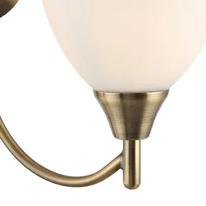 Luminosa Alton 2 Light Indoor Wall Light Antique Brass with Opal Glass, E14