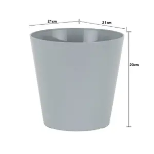 4 x Wham Studio 21cm Round Plastic Planter Cool Grey