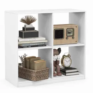 Costway 4-Cube Wooden Bookcase 2-tier Open Back Bookshelf Modern Display Shelf