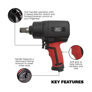 Sealey Composite Air Impact Wrench 3/4"Sq Drive - Twin Hammer GSA6004