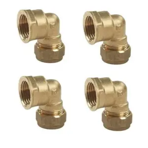 4 x Brass Compression Elbow Bend 15mm x 1/2" Female pa3