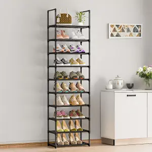 10 Tier Rack Customizable Metal Shoe Rack in Black, Assembly Required