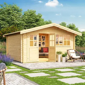 Lasita Osland Isar 34mm Traditional Log Cabin - 3.8m x 3.8m - Apex Roof Garden Building