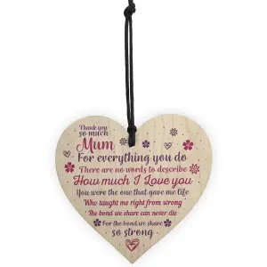 Red Ocean Mum Gifts From Daughter Son Handmade Hanging Wooden Heart Christmas Gift For Mum Mother Mummy