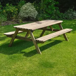 Oakham 6ft Rounded Picnic Bench - L183 x W140 x H72.5 cm - Light Green