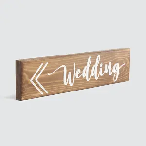 Peak Heritage Engraved Wooden Wedding Sign 40cm - Wedding With Arrows