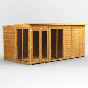 8 ft. W x 14 ft. D Power Pent Shiplap Dip Treated Summerhouse - including 4ft Side Store (14x8)