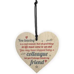 Red Ocean Colleague Gift Friendship Friend Wooden Heart Plaque Colleague Leaving Office Gift Thank You