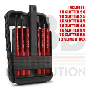 Wiha SlimBits Slotted Screwdriver Bits Set 2.0 to 6.5 6pcs VDE Electrician 43152