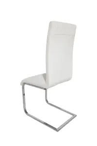 Pair of Cantilever Faux Leather Dining Chairs in Pure White