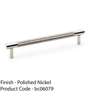 Knurled T Bar Door Pull Handle - Polished Nickel - 160mm Centres Premium Drawer