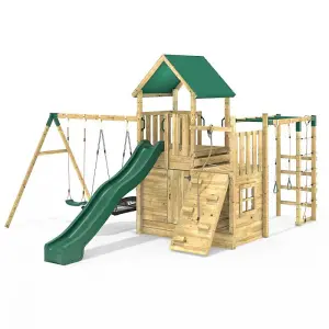 Rebo Modular Wooden Climbing Frame Adventure Playset - M10 Double Swing