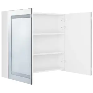 Berkfield LED Bathroom Mirror Cabinet Shining White 80x12x68 cm