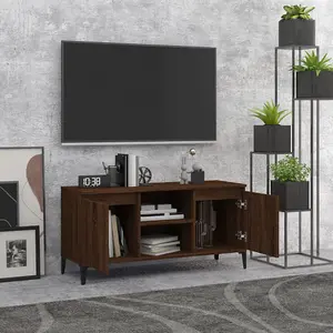 Berkfield TV Cabinet with Metal Legs Brown Oak 103.5x35x50 cm