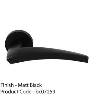 Premium Elegant Curve Door Handle Set - Matt Black Bar Lever On Round Rose