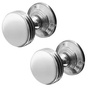 AFIT Lined Door Knobs Polished Chrome - 1 Pair of Mortice Knobs (55mm) for Internal Doors