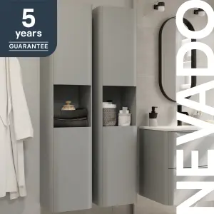 GoodHome Nevado Tall Matt Grey Double Bathroom Column cabinet (H)160cm (W)35cm