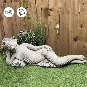 Stunning Stone Cast Reclining Buddha Ornament