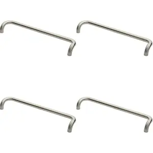 4x Cranked Pull Handle 630 x 30mm 600mm Fixing Centres Satin Stainless Steel